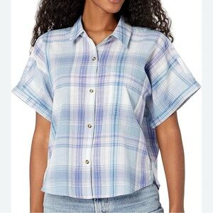Lucky Brand Relaxed Boxy Button Up Shirt S Blue Lavender White
